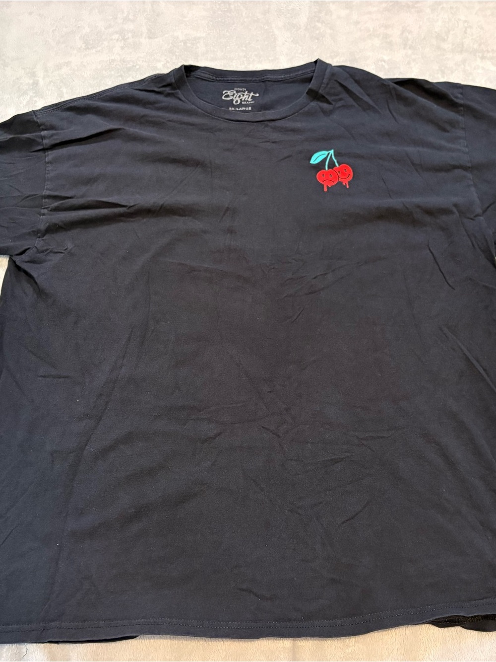 Eighty Eight Black Tee with Red Cherry Patch